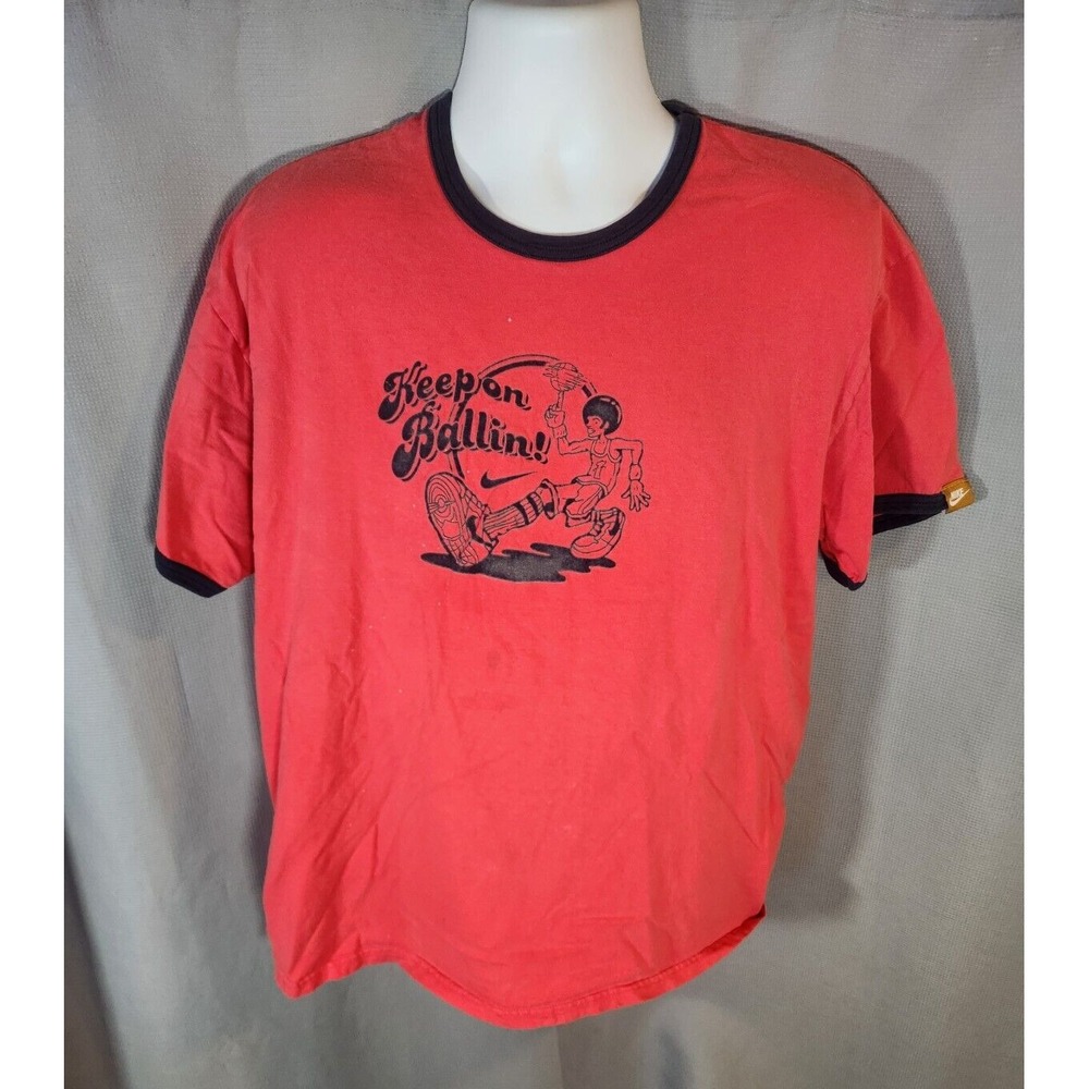 Nike 90s Vintage "Keep On Ballin!" Tee Shirt‎ XXL Red Basketball Please Read